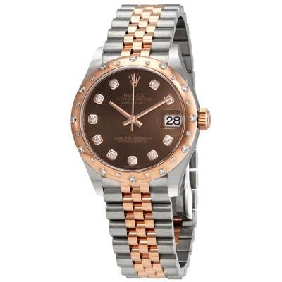 Rolex Datejust 31 Chocolate Diamond Dial Automatic Ladies Steel And 18kt Pink Gold Jubilee Watch 278 In Metallic