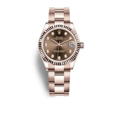 Rolex Datejust 31 Chocolate Diamond Dial Ladies 18kt Everose Gold Oyster Watch 278275chdo