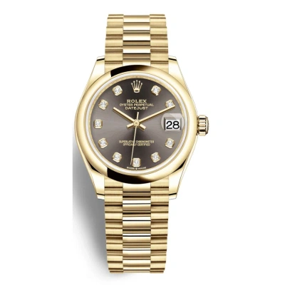 Rolex Datejust 31 Dark Grey Dial Automatic Ladies 18kt Yellow Gold President Watch 278248gydp