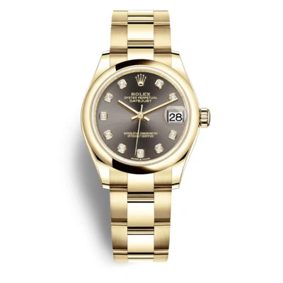 Rolex Datejust 31 Dark Grey Diamond Dial Ladies 18kt Yellow Gold Oyster Watch 278248gydo