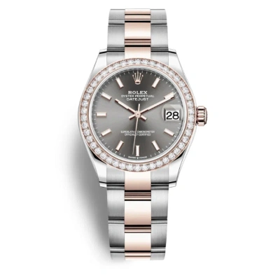 Rolex Datejust 31 Dark Rhodium Automatic Ladies Steel And Everose Gold Oyster Watch 278381drso In Gray
