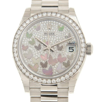 Rolex Datejust 31 Diamond Pave Dial Ladies 18kt White Gold President Watch 278289pave