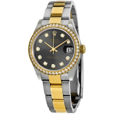 Rolex Datejust 31 Grey Diamond Dial Ladies Steel And 18kt Yellow Gold Oyster Watch 278383gydo In Gray