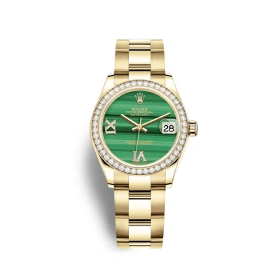 Rolex Datejust 31 Malachite Diamond Dial Ladies 18kt Yellow Gold Oyster Watch 278288mlrdo