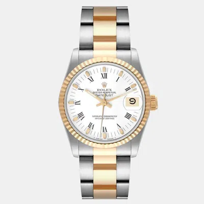 Pre-owned Rolex Datejust 31 Midsize Steel Yellow Gold White Dial Ladies Watch 68273