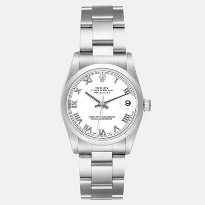 Pre-owned Rolex Datejust 31 Midsize White Roman Dial Steel Ladies Watch 78240
