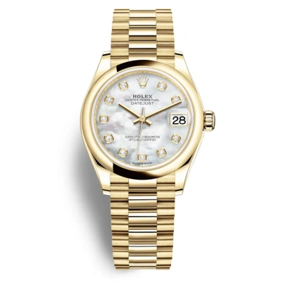 Rolex Datejust 31 Mother Of Pearl Diamond Dial Automatic 18kt Yellow Gold  President Watch 2782