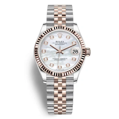 Rolex Datejust 31 Mother Of Pearl Diamond Dial Automatic Ladies Steel And 18kt Everose Gold Jubilee  In Metallic