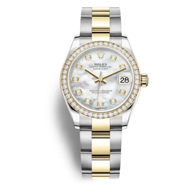 Rolex Datejust 31 Mother Of Pearl Diamond Dial Automatic Ladies Steel And 18kt Yellow Gold Oyster Wa In Metallic
