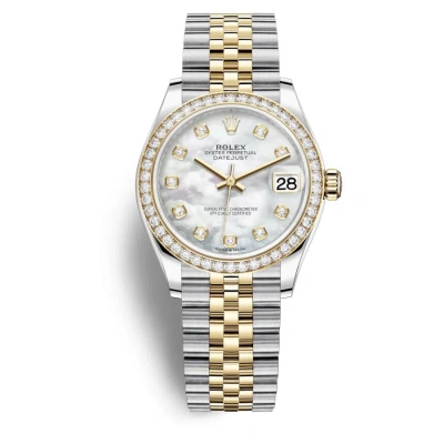 Rolex Datejust 31 Mother Of Pearl Diamond Dial Ladies Steel And 18kt Yellow Gold Jubilee Watch 27838 In Metallic