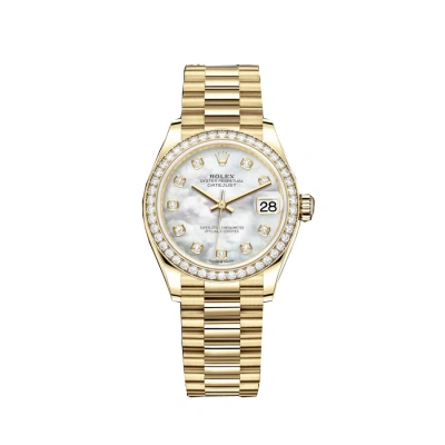 Rolex Datejust 31 Mother Of Pearl Diamond Ladies 18kt Yellow Gold President Watch 278288mdp