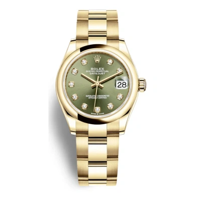 Rolex Datejust 31 Olive Green Diamond Dial Automatic Ladies 18kt Yellow Gold Oyster Watch 278248gndo