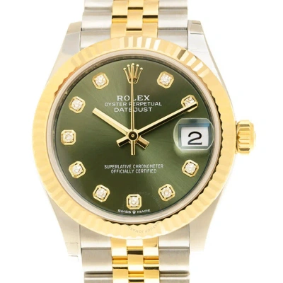 Rolex Datejust 31 Olive Green Diamond Dial Automatic Ladies Steel And 18kt Yellow Gold Jubilee Watch