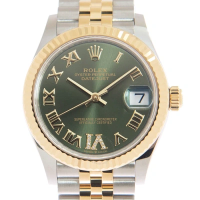 Rolex Datejust 31 Olive Green Diamond Dial Ladies Automatic Steel And 18kt Yellow Gold Jubilee Watch In Metallic