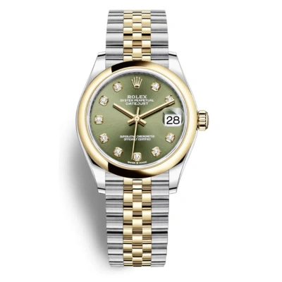 Rolex Datejust 31 Olive Green Diamond Dial Ladies Steel And 18kt Yellow Gold Jubilee Watch 278243gnd In Metallic