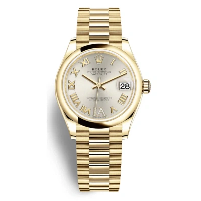 Rolex Datejust 31 Silver Dial Automatic Ladies 18kt Yellow Gold President Watch 278248srdp