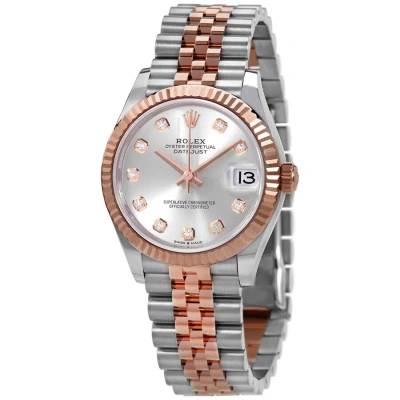 Rolex Datejust 31 Silver Diamond Dial Automatic Ladies Steel And 18kt Everose Gold Jubilee Watch 278 In Metallic