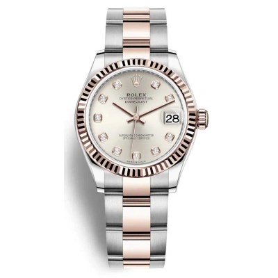 Rolex Datejust 31 Silver Diamond Dial Automatic Ladies Steel And 18kt Everose Gold Oyster Watch 2782 In Neutral