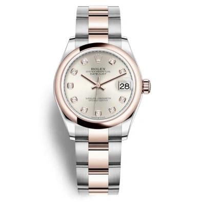 Rolex Datejust 31 Silver Diamond Dial Automatic Ladies Steel And 18kt Everose Gold Oyster Watch 2782