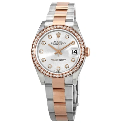 Rolex Datejust 31 Silver Diamond Dial Automatic Ladies Steel And 18kt Everose Gold Oyster Watch 2783 In Multi