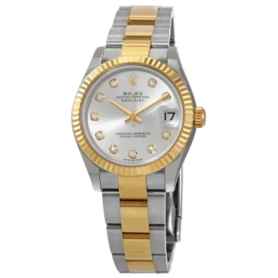Rolex Datejust 31 Silver Diamond Dial Automatic Ladies Steel And 18kt Yellow Gold Oyster Watch 27827 In Metallic