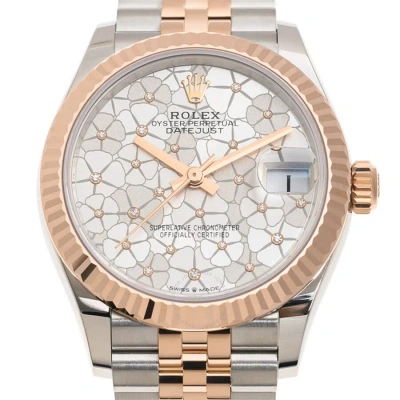 Rolex Datejust 31 Silver Floral Motif Diamond Dial Ladies Jubilee Watch M278271-0032 In Metallic