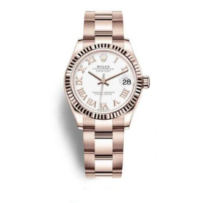 Rolex Datejust 31 White Dial Automatic Ladies 18kt Everose Gold Oyster Watch 278275wro In Pink