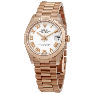 Rolex Datejust 31 White Dial Automatic Ladies 18kt Everose Gold President Watch 278275wrp In Pink