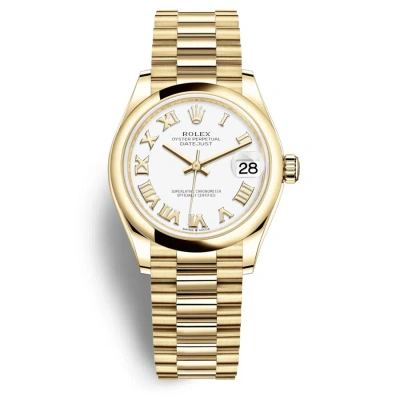 Rolex Datejust 31 White Dial Automatic Ladies 18kt Yellow Gold President Watch 278248wrp
