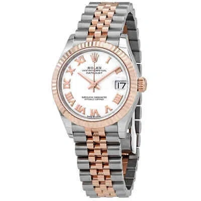 Pre-owned Rolex Datejust 31 White Dial Automatic Ladies Steel And 18kt Everose Gold