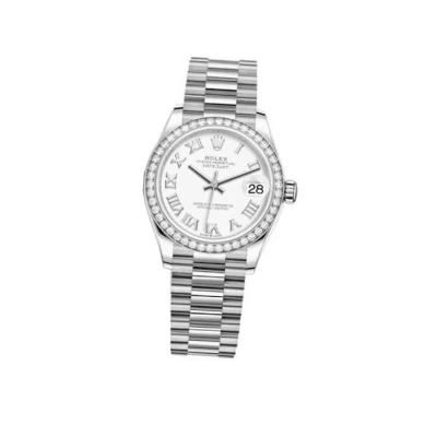 Rolex Datejust 31 White Dial Ladies 18kt White Gold President Watch 278289wrp In Metallic