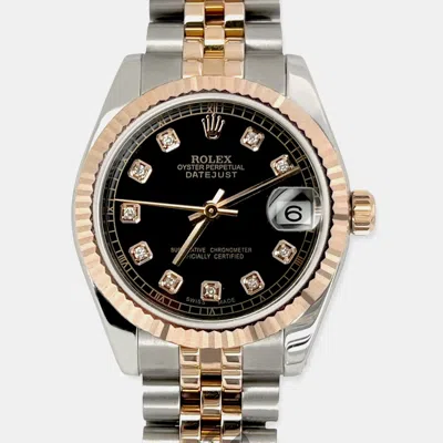 Pre-owned Rolex Datejust 31mm Black Diamond Dial Jubilee Wristwatch 178271