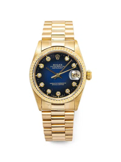 Pre-owned Rolex Datejust 31mm Watch In Blue