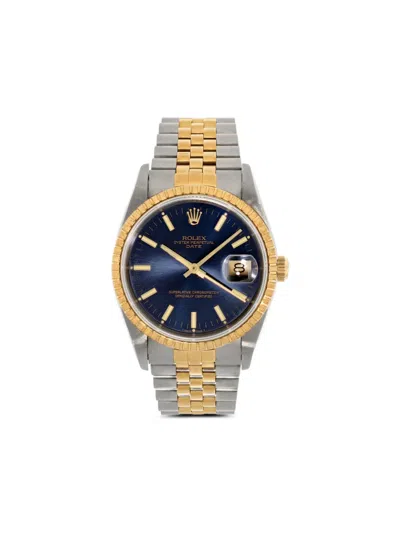 Pre-owned Rolex Datejust 34mm Watch In Blue