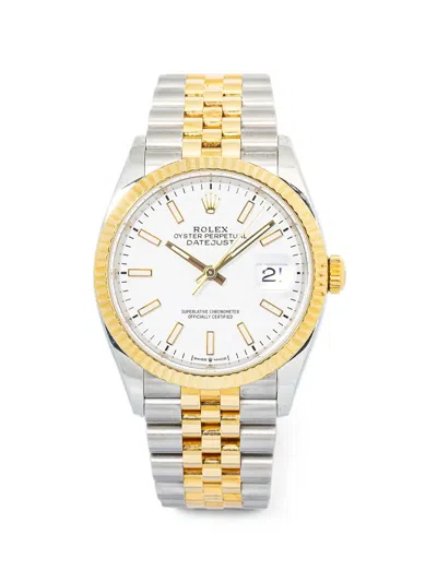 Pre-owned Rolex Datejust 35mm Watch In White
