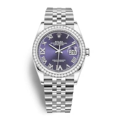 Rolex Datejust 36 Aubergine Diamond Dial Automatic Unisex Jubilee Watch 126284aurdj In Metallic