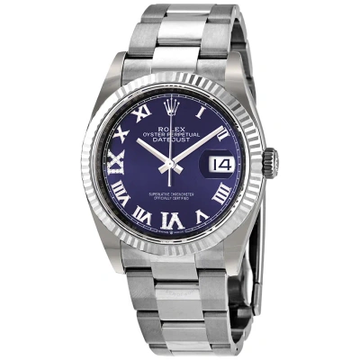 Rolex Datejust 36 Aubergine Sunburst Automatic Ladies Watch 126234-0022 In Blue