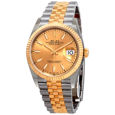 Rolex Datejust 36 Automatic Champagne Dial Men's Steel And 18k Yellow Gold Jubilee Watch 126233csj In Champagne / Gold / Gold Tone / Yellow