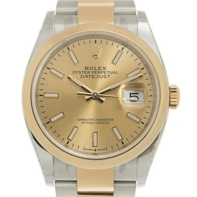 Rolex Datejust 36 Automatic Champagne Dial Men's Steel And 18k Yellow Gold Oyster Watch 126203cso