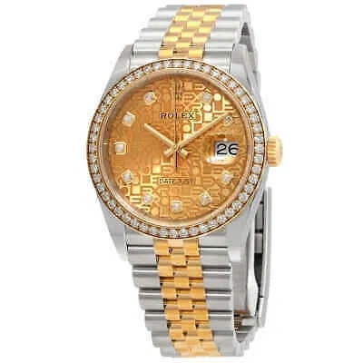 Pre-owned Rolex Datejust 36 Automatic Champagne Jubilee Motif Dial Diamond Watch