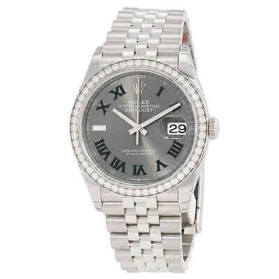 Pre-owned Rolex Datejust 36 Automatic Chronometer Diamond Grey Dial Watch 126284gyrj