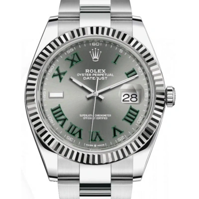 Rolex Datejust 36 Automatic Chronometer Diamond Grey Dial Watch 126284gyro In Green