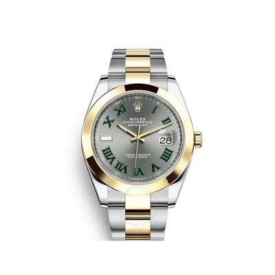 Rolex Datejust 36 Automatic Chronometer Grey Dial Watch 126233gyro In Gold / Green / Grey / Yellow
