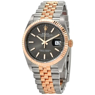 Rolex Datejust 36 Automatic Dark Rhodiumdial Men's Steel And 18kt Everose Gold Jubilee Watch 126231d In Gray