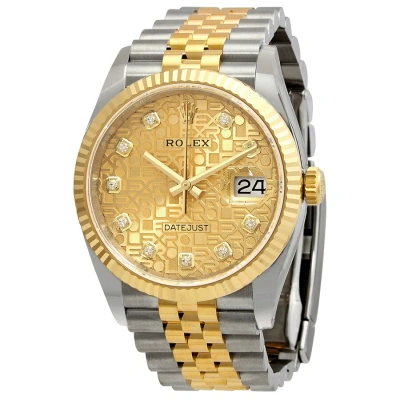 Rolex Datejust 36 Automatic Diamond Champagne Dial Watch 126233-0033 In Multi