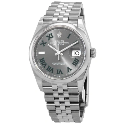 Rolex Datejust 36 Automatic Grey Dial Ladies Watch 126200gyrj In Neutral
