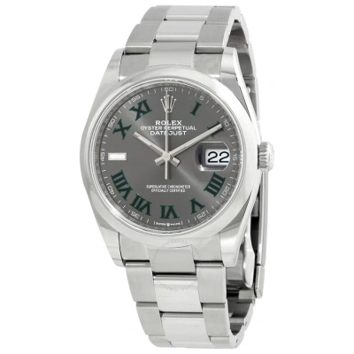 Rolex Datejust 36 Automatic Grey Dial Ladies Watch 126200gyro In Metallic