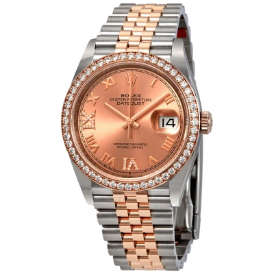 Rolex Datejust 36 Automatic Pink Diamond Dial Ladies Steel And 18k Everose Gold Jubilee Watch 126281 In White