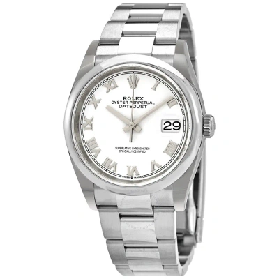 Rolex Datejust 36 Automatic White Dial Men's Oyster Watch 126200wro In Metallic