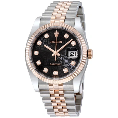 Rolex Datejust 36 Black Dial Stainless Steel And 18k Everose Gold Jubilee Bracelet Automatic Men's W In Multi